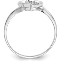 14K White Gold Open Heart Ring with Two Prong-Set Round Natural Diamonds - 0.008 Carat Total Diamond Weight by Monteluci Fine Jewelry