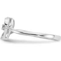 14K White Gold Open Heart Ring with Two Prong-Set Round Natural Diamonds - 0.008 Carat Total Diamond Weight by Monteluci Fine Jewelry