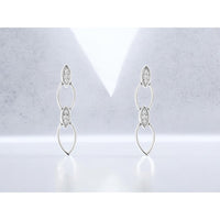 14K White Gold Open Marquise Drop Earrings with Prong-Set Round Diamonds - 0.028 Carat Total Diamond Weight - Royal Jewelry