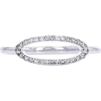 14K White Gold Open Oval Diamond Halo Ring with 0.14 Carats Total Diamond Weight