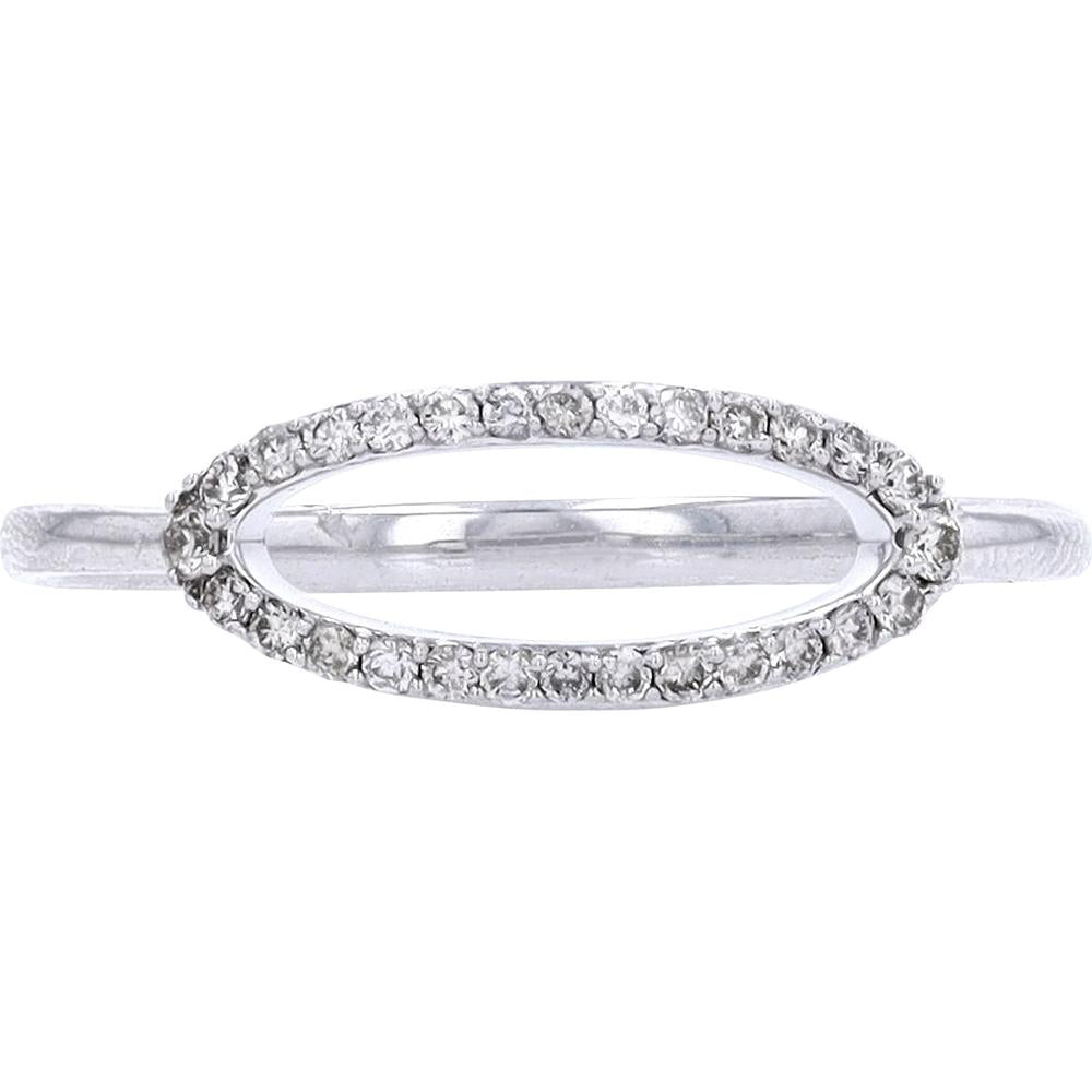 14K White Gold Open Oval Diamond Halo Ring with 0.14 Carats Total Diamond Weight