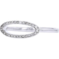 14K White Gold Open Oval Diamond Halo Ring with 0.14 Carats Total Diamond Weight