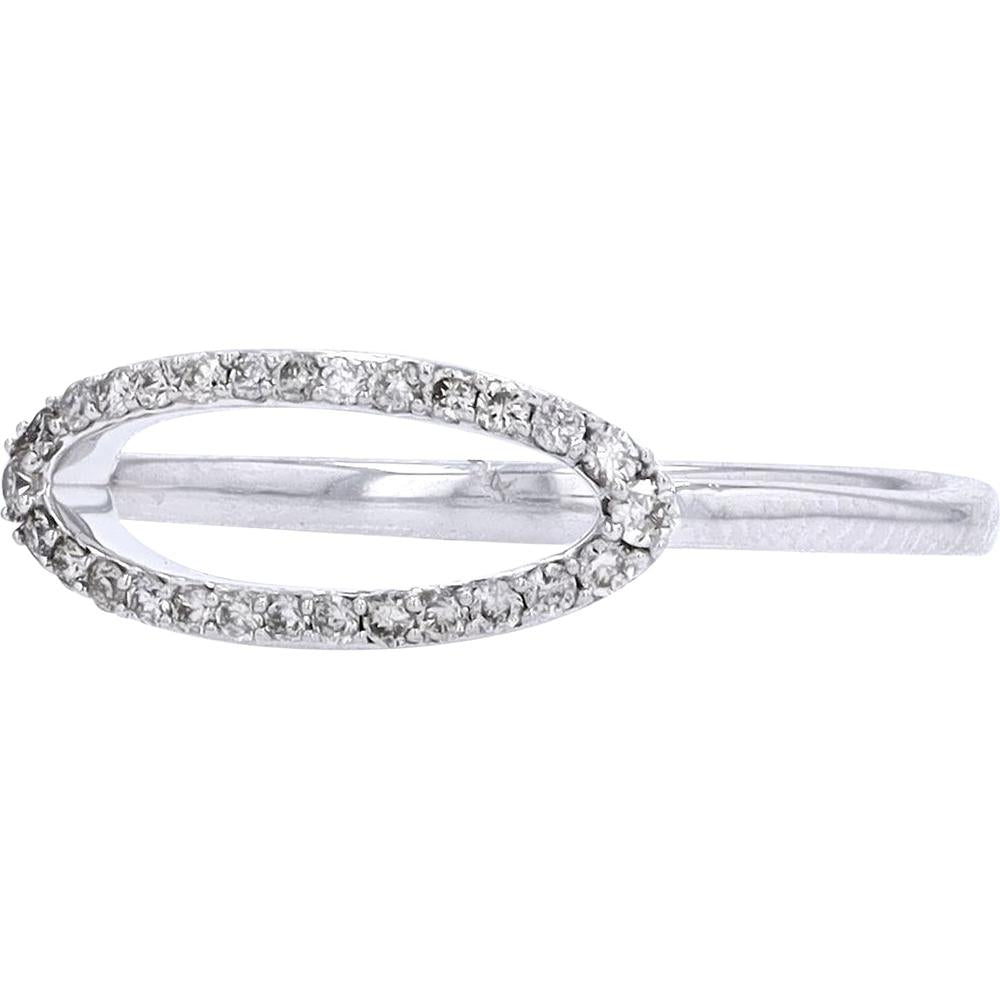 14K White Gold Open Oval Diamond Halo Ring with 0.14 Carats Total Diamond Weight