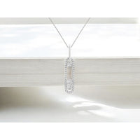 14K White Gold Open Oval Diamond Pendant with Pavé Frame and Floating Bezel-Set Round Diamonds - 0.37 Carat Total Diamond Weight - Royal Jewelry
