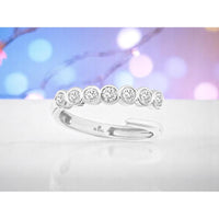 14K White Gold Open Shank Diamond Wedding Band with Bezel Set Round Brilliant Diamonds - 0.50 Carat Total Diamond Weight - Royal Jewelry