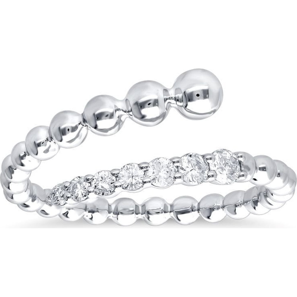 14K White Gold Open Spiral Fashion Ring with Graduated Round Diamonds - 0.25 Carat Total Diamond Weight by Auriventus