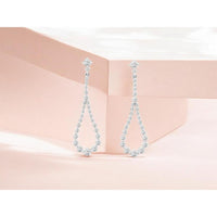 14K White Gold Open Teardrop Drop Earrings with Graduating Round Diamonds - 0.95 Carat Total Diamond Weight - Royal Jewelry