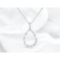 14K White Gold Open Teardrop Pendant with Prong-Set Round Diamonds - 0.29 Carat Total Diamond Weight - Royal Jewelry