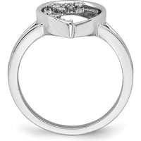 14K White Gold Open Teardrop Ring with Prong-Set Round Diamonds - 0.12 Carat Total Diamond Weight by 0