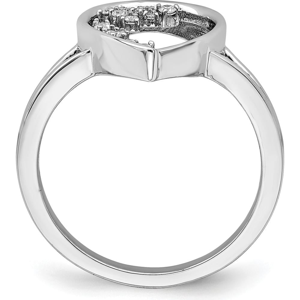 14K White Gold Open Teardrop Ring with Prong-Set Round Diamonds - 0.12 Carat Total Diamond Weight by 0