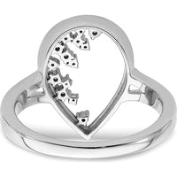 14K White Gold Open Teardrop Ring with Prong-Set Round Diamonds - 0.12 Carat Total Diamond Weight by 0
