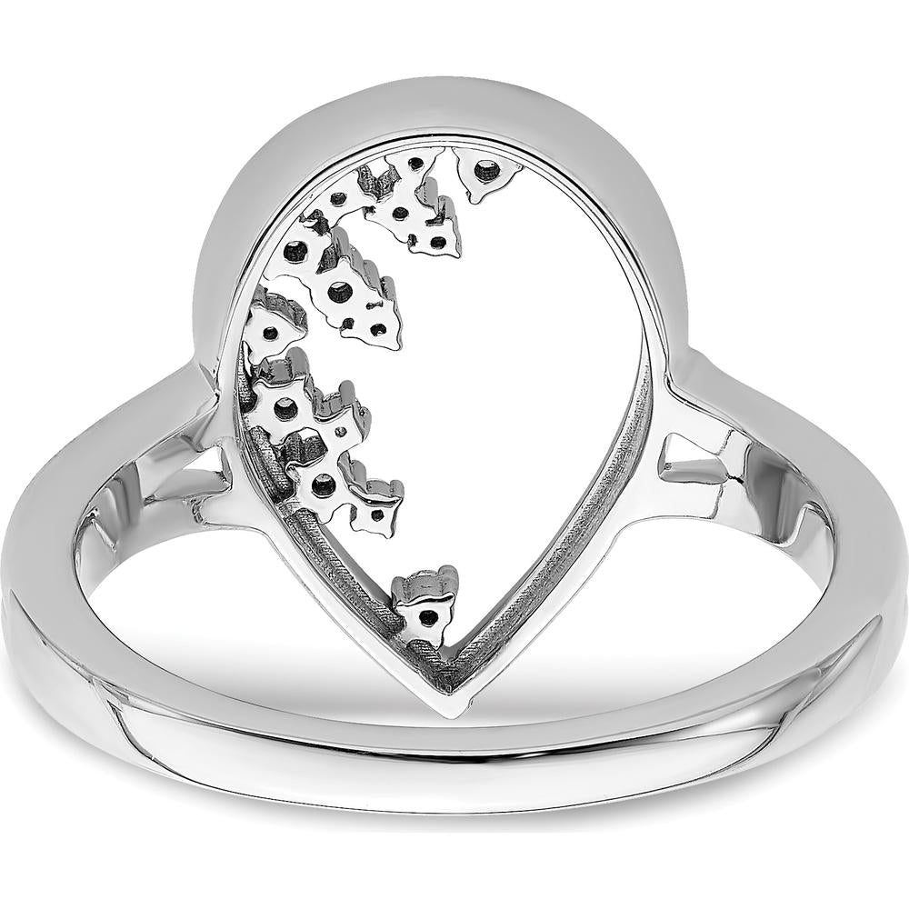 14K White Gold Open Teardrop Ring with Prong-Set Round Diamonds - 0.12 Carat Total Diamond Weight by 0