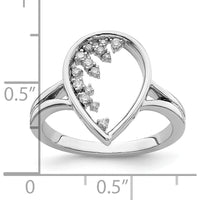 14K White Gold Open Teardrop Ring with Prong-Set Round Diamonds - 0.12 Carat Total Diamond Weight by 0
