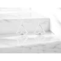 14K White Gold Open Teardrop Stud Earrings with Prong-Set Round Diamonds - 0.03 Carat Total Diamond Weight - Royal Jewelry