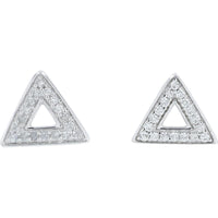 14K White Gold Open Triangle Diamond Stud Earrings - 0.10 Carat Total Diamond Weight