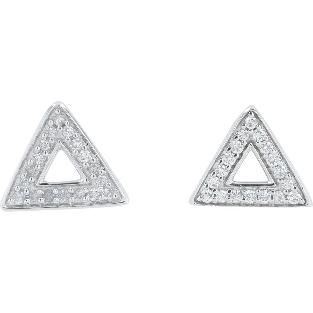 14K White Gold Open Triangle Diamond Stud Earrings - 0.10 Carat Total Diamond Weight
