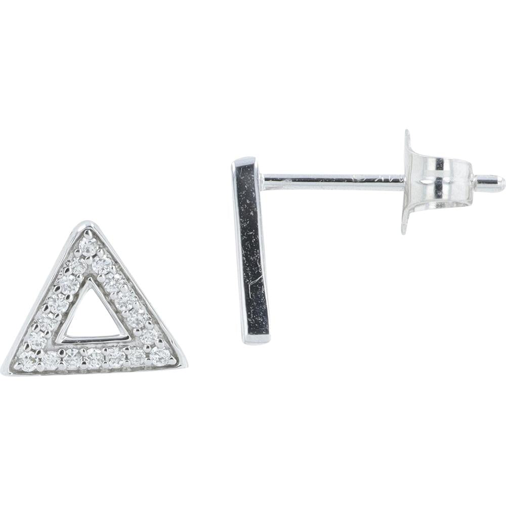 14K White Gold Open Triangle Diamond Stud Earrings - 0.10 Carat Total Diamond Weight