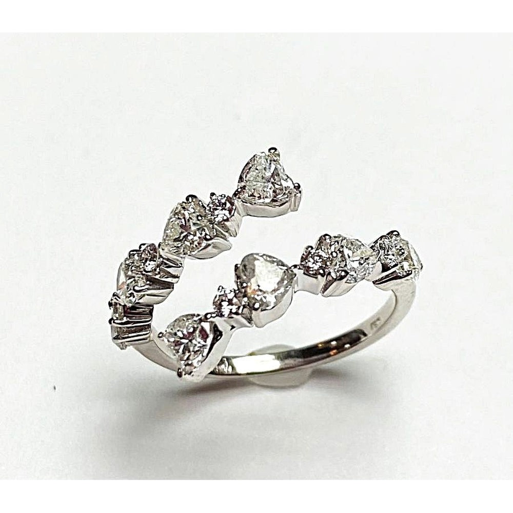 14K White Gold Open Wrap Fashion Ring with Pear-Shaped and Round Diamonds - 1.86 Carat Total Diamond Weight by Auriventus