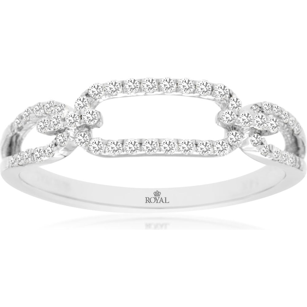 14K White Gold Openwork Wedding Band with Prong-Set Round Diamonds - 0.30 Carat Total Diamond Weight - Royal Jewelry