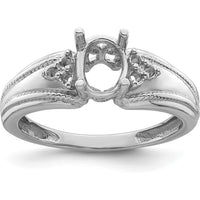 14K White Gold Oval 7x5mm Gemstone and 0.08 Carat Diamond Ring Mounting by Monteluci Fine Jewelry