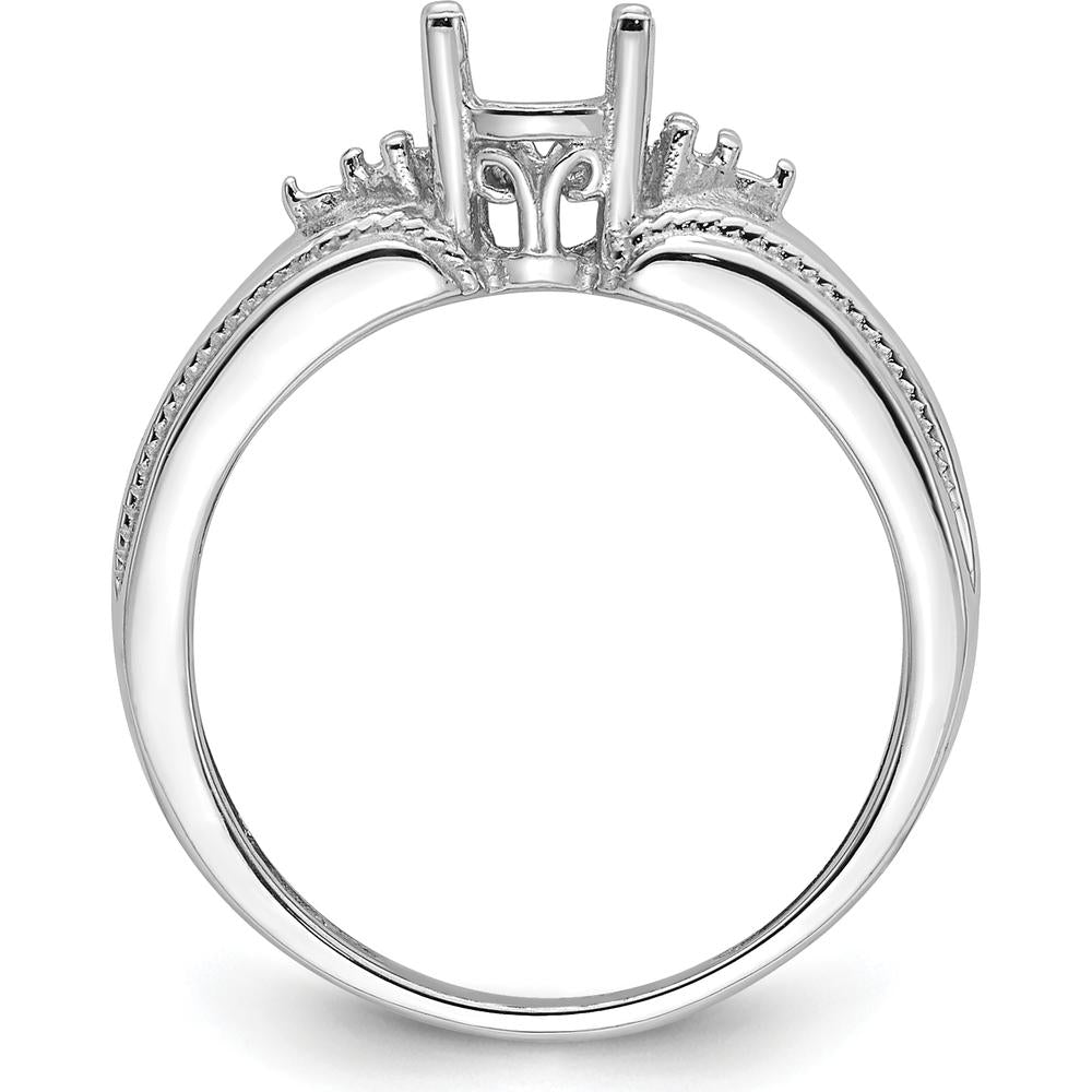 14K White Gold Oval 7x5mm Gemstone and 0.08 Carat Diamond Ring Mounting by Monteluci Fine Jewelry