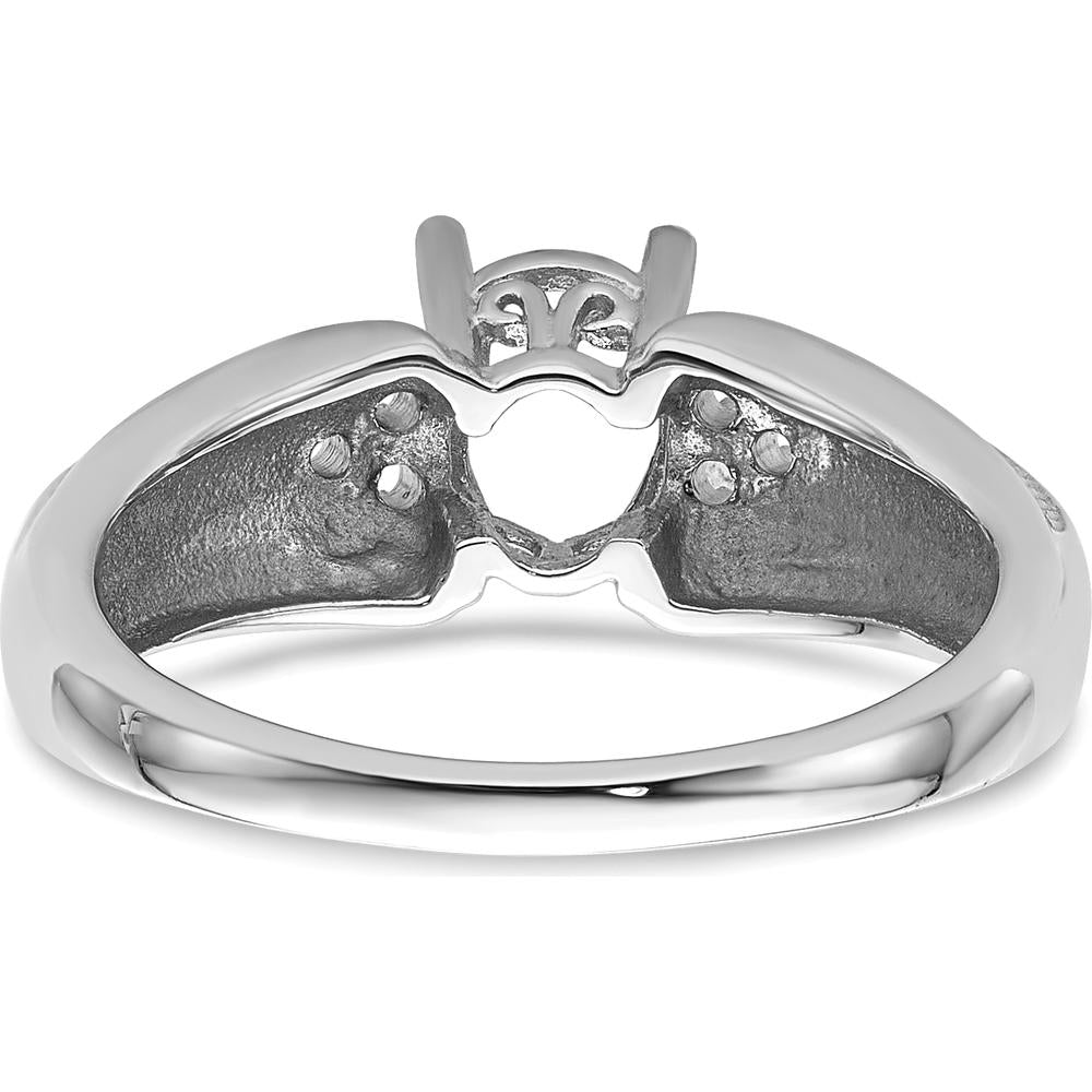 14K White Gold Oval 7x5mm Gemstone and 0.08 Carat Diamond Ring Mounting by Monteluci Fine Jewelry