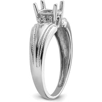 14K White Gold Oval 7x5mm Gemstone and 0.08 Carat Diamond Ring Mounting by Monteluci Fine Jewelry