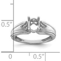 14K White Gold Oval 7x5mm Gemstone and 0.08 Carat Diamond Ring Mounting by Monteluci Fine Jewelry