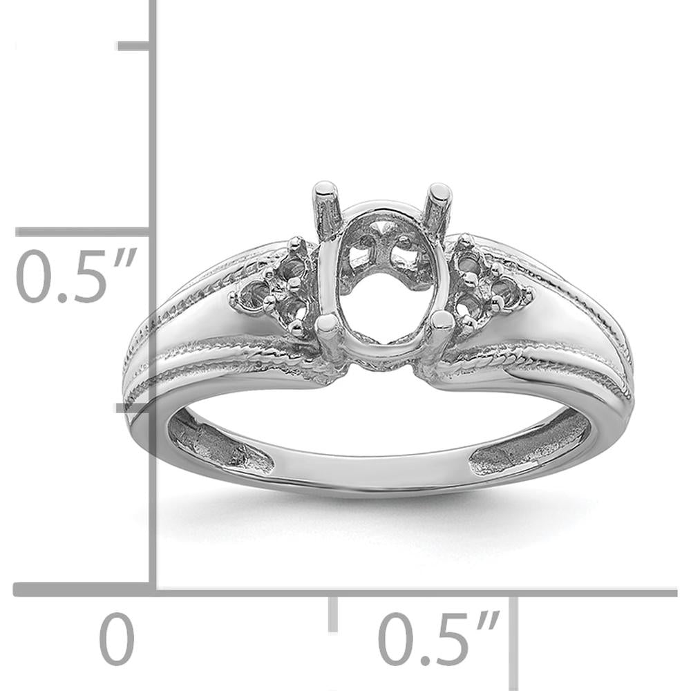 14K White Gold Oval 7x5mm Gemstone and 0.08 Carat Diamond Ring Mounting by Monteluci Fine Jewelry