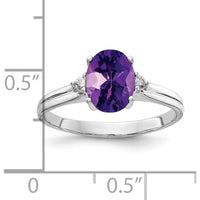14K White Gold Oval Amethyst and Diamond Accent Ring - 1.07 Carat Total Gem Weight by Monteluci Fine Jewelry