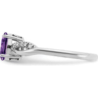 14K White Gold Oval Amethyst and Diamond Ring - 0.714 Carat Amethyst, 0.048 Carat Total Diamond Weight by 0