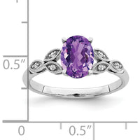 14K White Gold Oval Amethyst and Diamond Ring with Round Diamonds - 1.105 Carat Total Amethyst Weight by 0