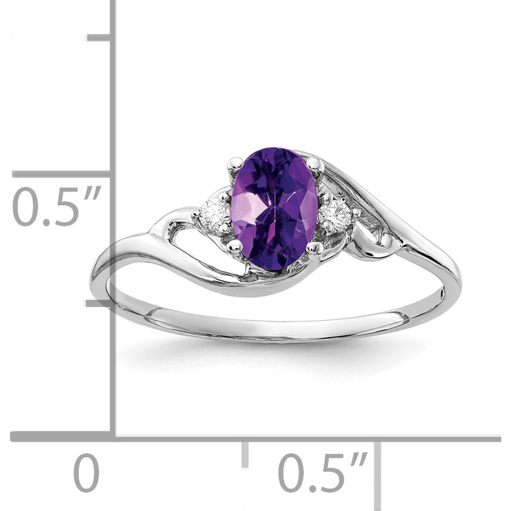 14K White Gold Oval Amethyst and Diamond Ring with Two Round Diamonds - 0.44 Carat Total Gemstone Weight by Monteluci Fine Jewelry