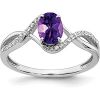 14K White Gold Oval Amethyst and Diamond Twist Ring - 0.72 Carat Total Gem Weight by 0