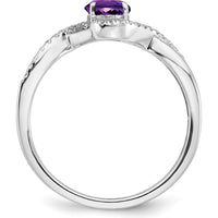 14K White Gold Oval Amethyst and Diamond Twist Ring - 0.72 Carat Total Gem Weight by 0
