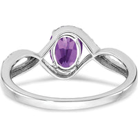 14K White Gold Oval Amethyst and Diamond Twist Ring - 0.72 Carat Total Gem Weight by 0
