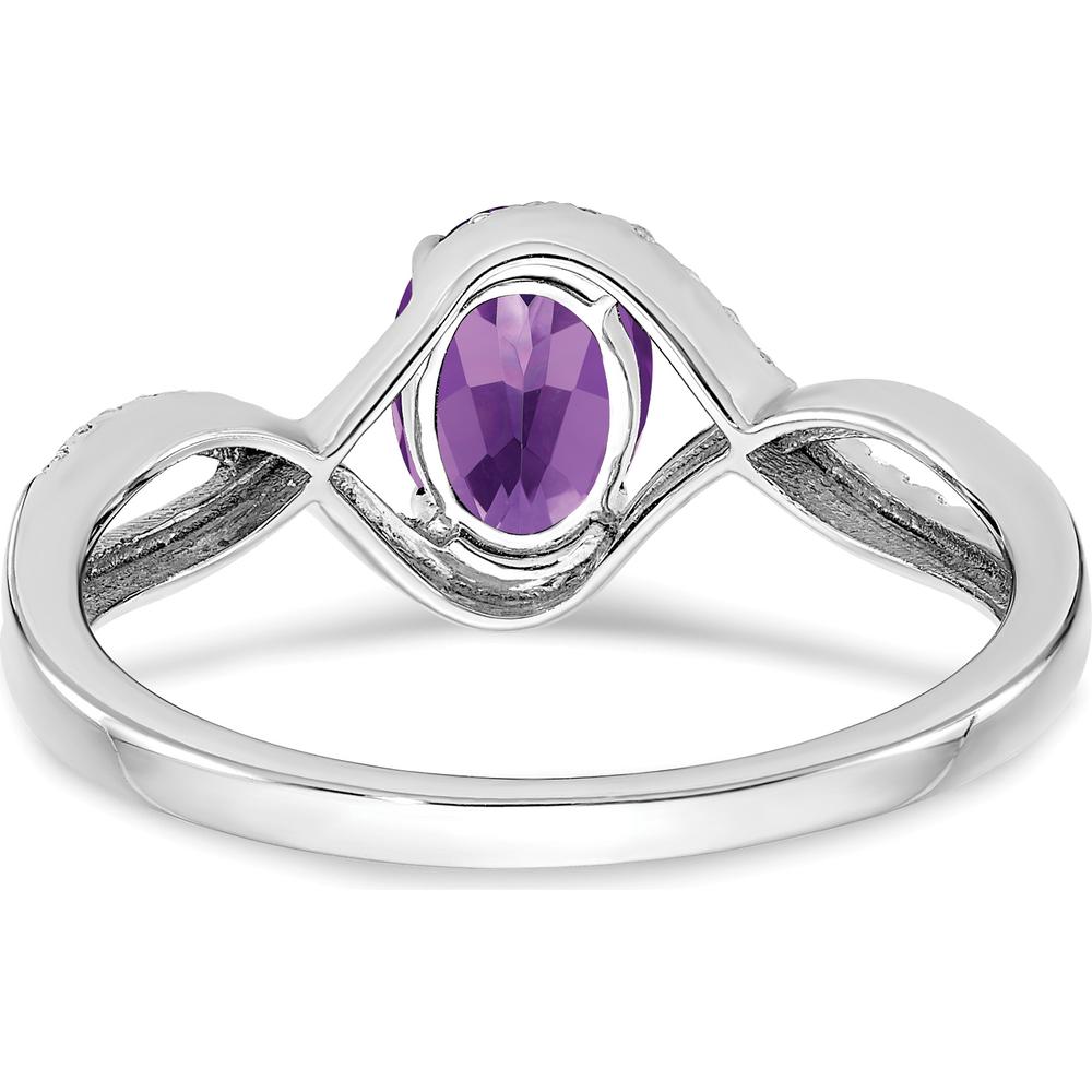 14K White Gold Oval Amethyst and Diamond Twist Ring - 0.72 Carat Total Gem Weight by 0