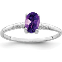 14K White Gold Oval Amethyst Ring - 0.42 Carat Amethyst by Monteluci Fine Jewelry