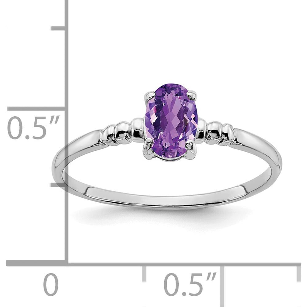 14K White Gold Oval Amethyst Ring - 0.42 Carat Amethyst by Monteluci Fine Jewelry