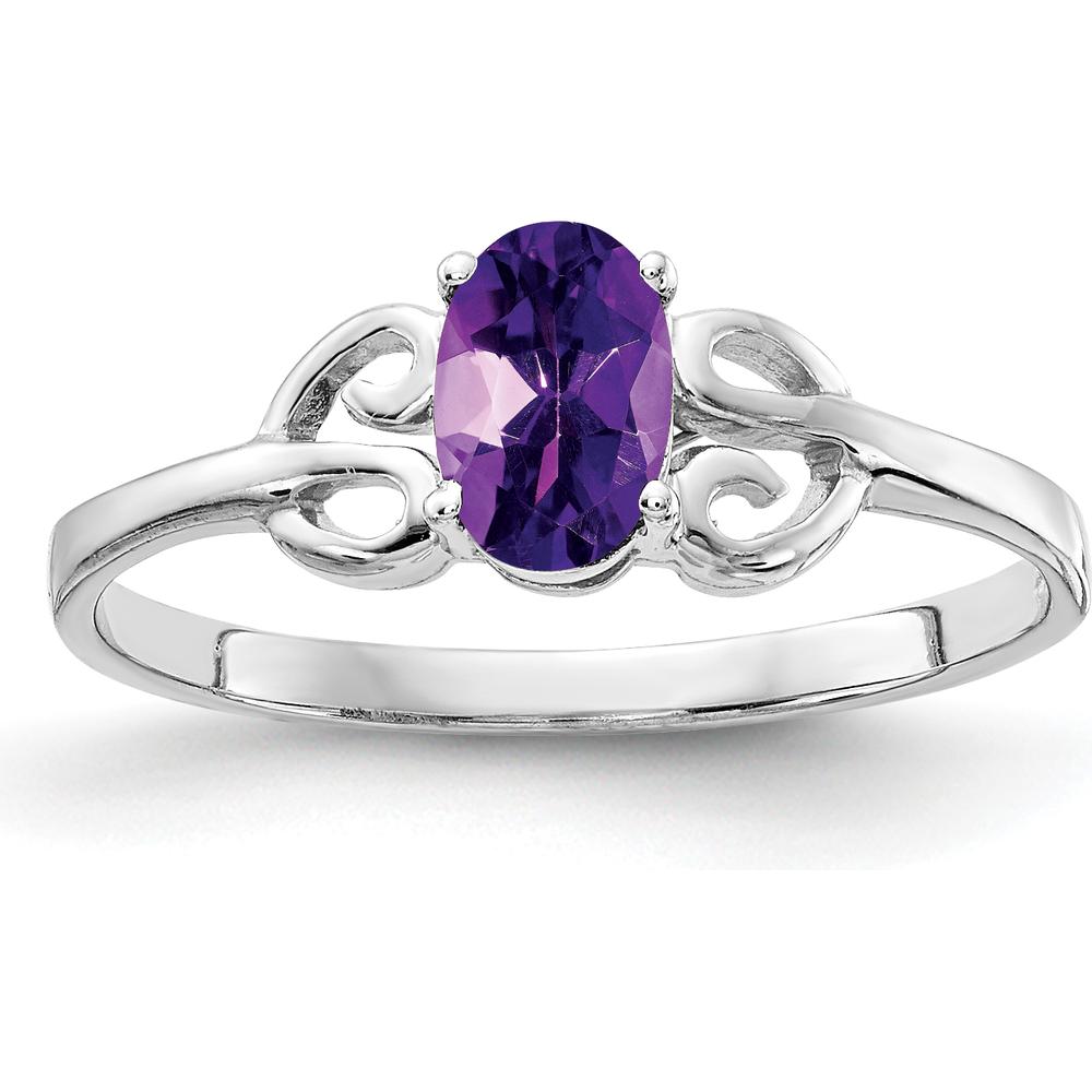 14K White Gold Oval Amethyst Ring - 0.42 Carat Total Amethyst Weight by Monteluci Fine Jewelry