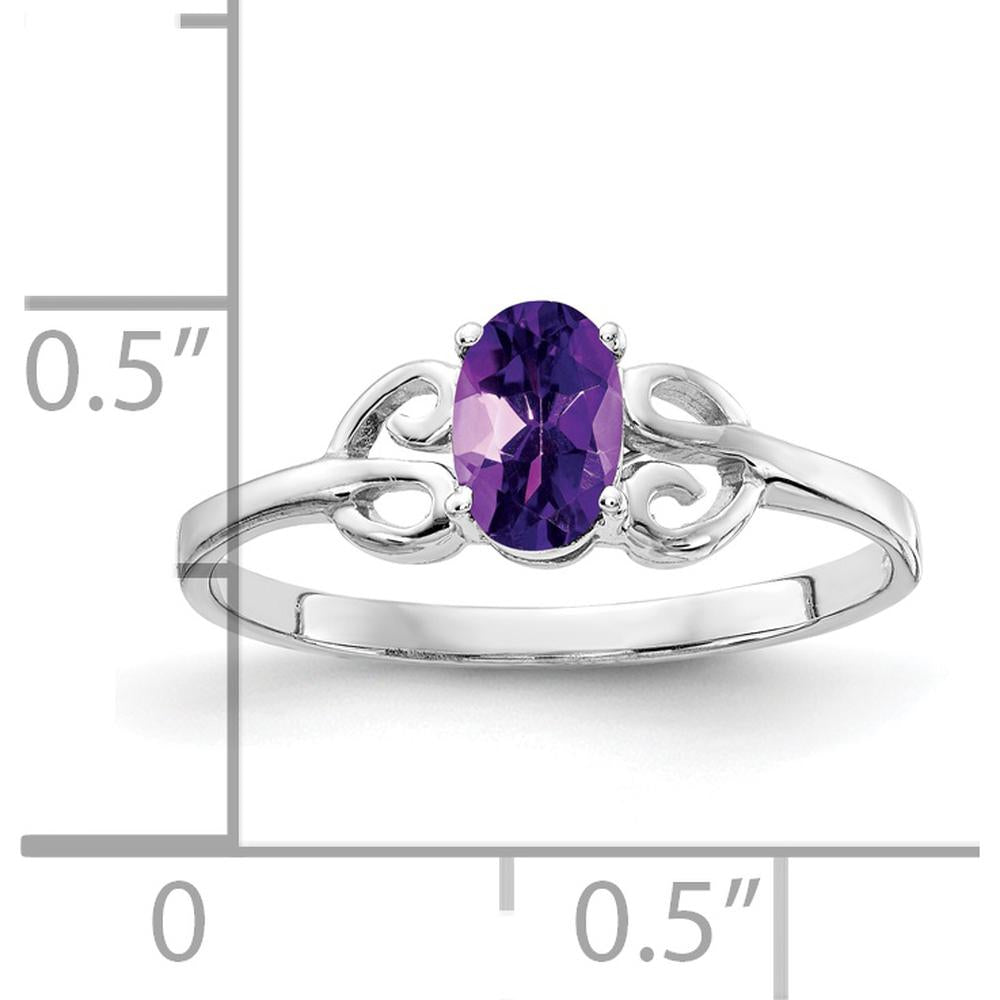 14K White Gold Oval Amethyst Ring - 0.42 Carat Total Amethyst Weight by Monteluci Fine Jewelry