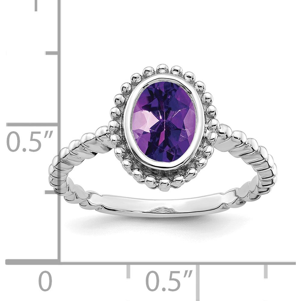14K White Gold Oval Amethyst Ring - 1.1 Carat Amethyst by 0