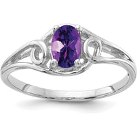 14K White Gold Oval Amethyst Ring with Polished Open Swirl Design - 0.42 Carat Natural Faceted Gemstone by Monteluci Fine Jewelry