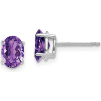 14K White Gold Oval Amethyst Stud Earrings - 0.75 Carat Total Amethyst Weight by Monteluci Fine Jewelry