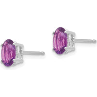 14K White Gold Oval Amethyst Stud Earrings - 0.75 Carat Total Amethyst Weight by Monteluci Fine Jewelry
