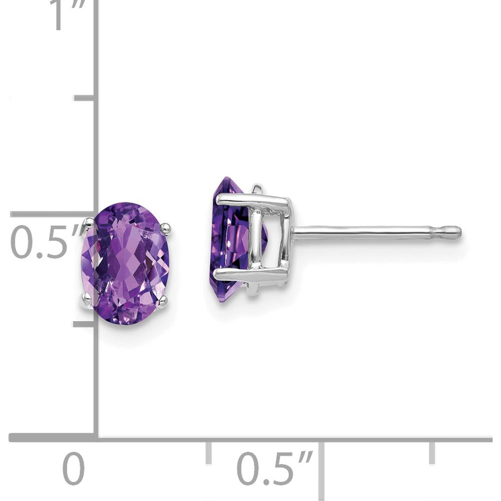 14K White Gold Oval Amethyst Stud Earrings - 0.75 Carat Total Amethyst Weight by Monteluci Fine Jewelry