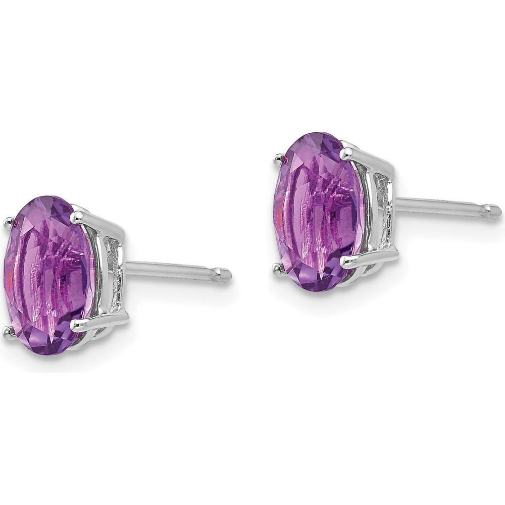 14K White Gold Oval Amethyst Stud Earrings - 1.05 Carat Total Amethyst Weight by Monteluci Fine Jewelry