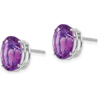 14K White Gold Oval Amethyst Stud Earrings - 2.15 Carat Total Amethyst Weight by Monteluci Fine Jewelry