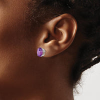 14K White Gold Oval Amethyst Stud Earrings - 2.15 Carat Total Amethyst Weight by Monteluci Fine Jewelry