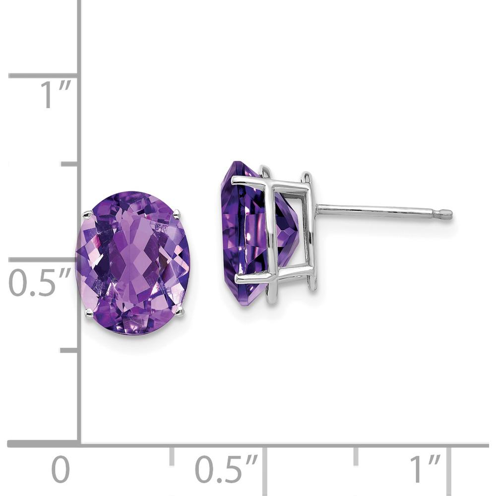 14K White Gold Oval Amethyst Stud Earrings - 2.15 Carat Total Amethyst Weight by Monteluci Fine Jewelry